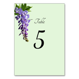 Tischkarten mit Wasserfarben-Lila-Wisteria-Motiv Tischnummer