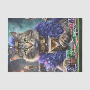Tischkönigin, Katze spielt Karten Seidenpapier