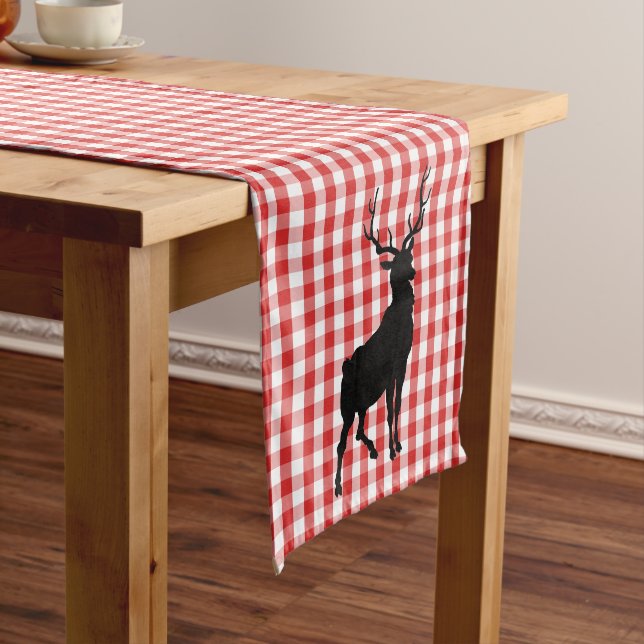 Tischläufer Rot Kariert und Hirsch (Beispiel)