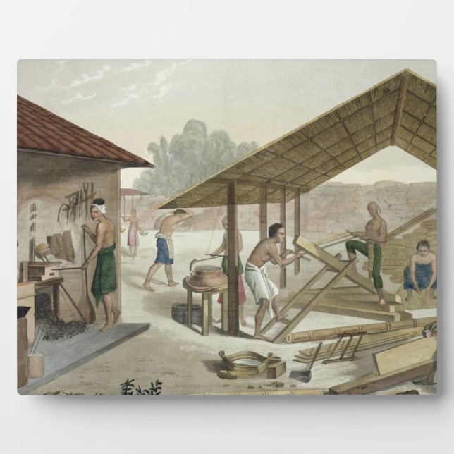 Tischlerwerkstatt in Kupang, Timor, Teller 6 von Fotoplatte (Vorderseite)