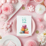Tischnummer<br><div class="desc">Mit dieser stilvollen Sitzkarte genießen Sie Ihren Hochzeitsempfang oder Ihr Tee-Party und genießen dabei einen köstlichen Aquarellmakronen in trendigen Pastelltönen. Inspiriert durch die romantische Pariser Konditorei, verbindet das Design zeitgenössische Einfachheit mit boho tropischem Charme und eignet sich perfekt für einen Nachmittagsbrunch, ein duftendes Frühling oder Herbstsoirées oder schicke Abend-Ansammlungen. Die...</div>
