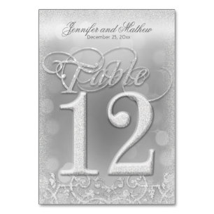 Tischnummer 12 Elegante Silver Imitate Glitzer