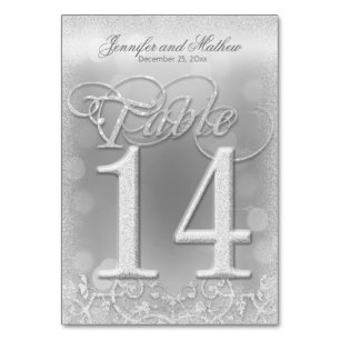 Tischnummer 14 Elegante Silver Imitate Glitzer