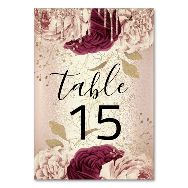 Tischnummer 15 Tropfen Rose Florenz Marsala Burgun (Vorderseite)