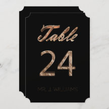 Tischnummer 24 Black Gold Elegante Escort Card