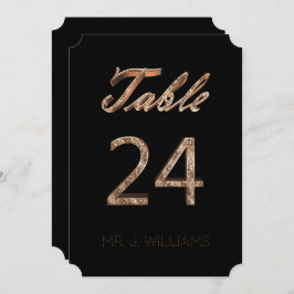 Tischnummer 24 Black Gold Elegante Escort Card