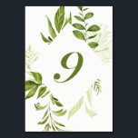 Tischnummer 9: Aquarell Wild grün Foliage<br><div class="desc">Eine elegante und skurrile Tischnummer mit Aquarellgrün. Dies ist perfekt für Hochzeiten,  Babyduschen,  Geburtstage und andere Veranstaltungen. Matching-Elemente sind verfügbar.Tischnummer 9</div>