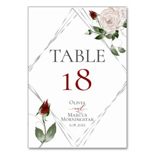 TISCHNUMMER   Aquarell-Rosa und Cabernet-Rosen