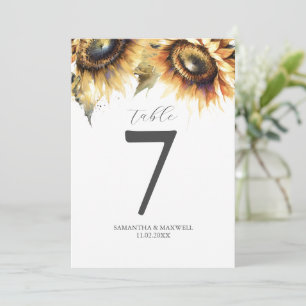 Tischnummer Aquarell Sonnenblumen