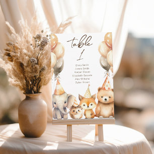 Tischnummer Aquarell-Tiere Baby-Party 