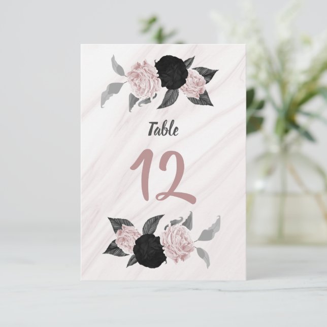 Tischnummer aus Rosa und Schwarz (Stehend Vorderseite)