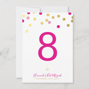 TISCHNUMMER Bat Mitzvah glam Konfetti