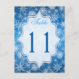 Tischnummer Blau und Weiß Schneeflocken