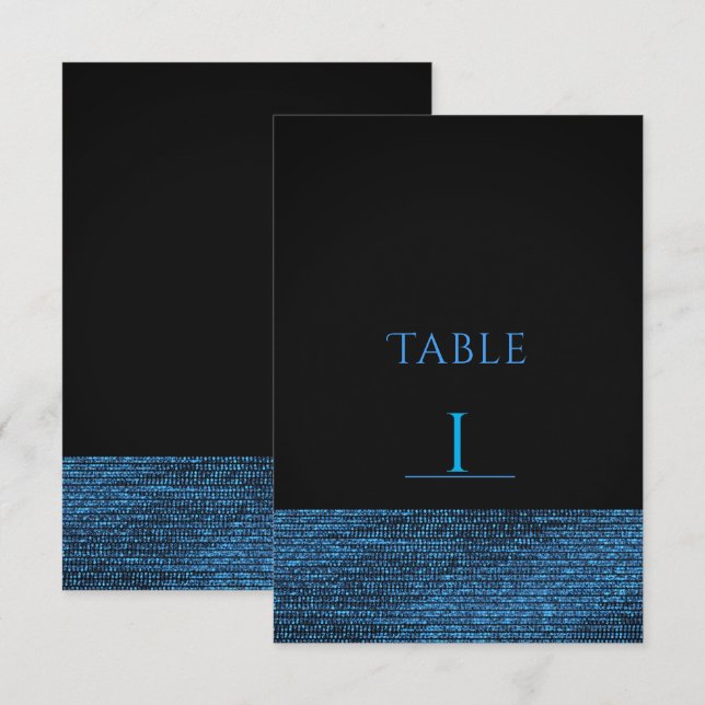 Tischnummer Blue & Black Modern Glam Sequins (Vorne/Hinten)
