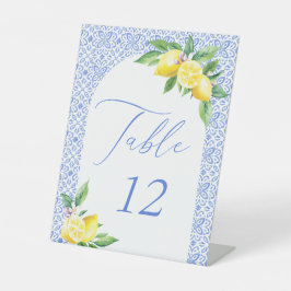 Tischnummer Blue Positano Lemon Sockelschild