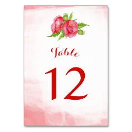Tischnummer Blume Cards für Wasserfarben Mohnblume