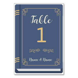 Tischnummer Book Wedding Library Author Navy