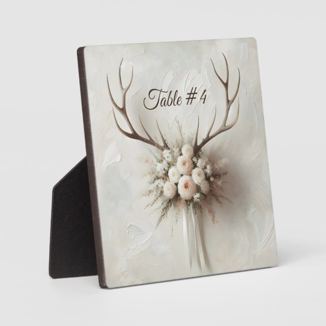 Tischnummer Bridal Bouquet und Deer Antlers Fotoplatte (Vorderseite)