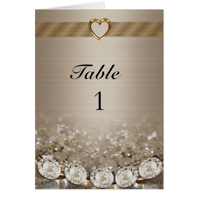 Tischnummer-Card-Diamanten und Gold (Vorne)