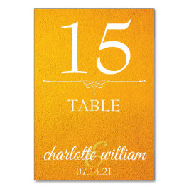 Tischnummer Card elegant gelb texturiert