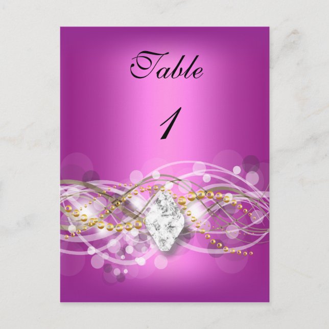 Tischnummer Card Pink Gold Diamond Jewel (Vorderseite)