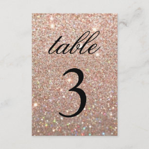 Tischnummer Card - Rose Gold Glitzer Fab