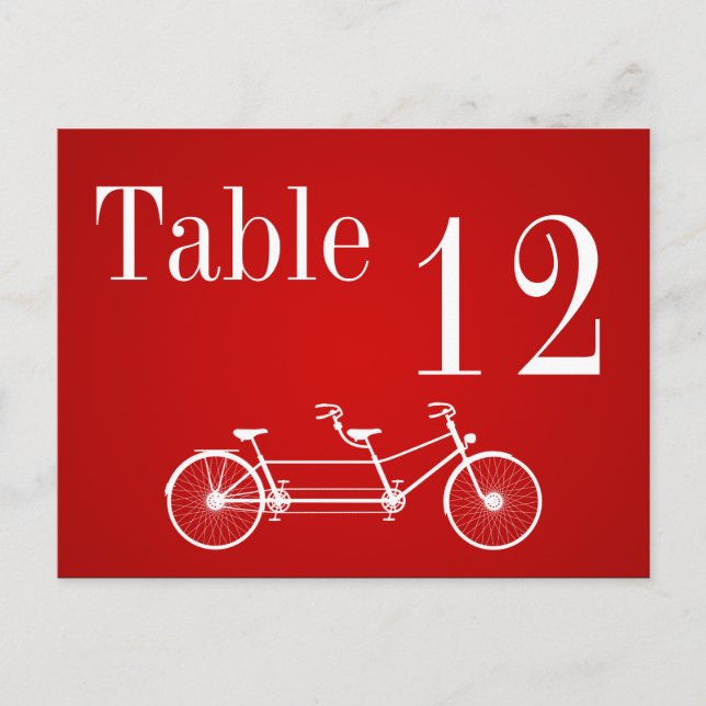 Tischnummer Card Whimsical Red Double Bike (Vorderseite)