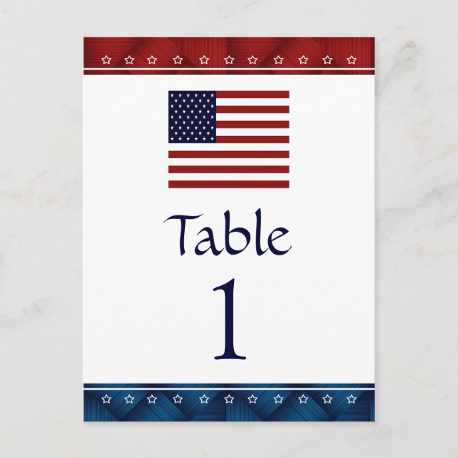 TISCHNUMMER Cards für das patriotische Party der U (Vorderseite)