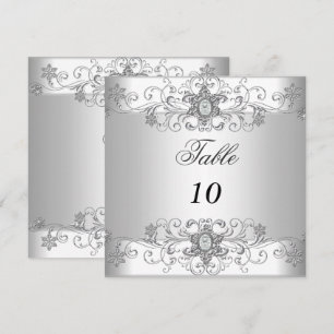 Tischnummer Cards Silver White Diamond