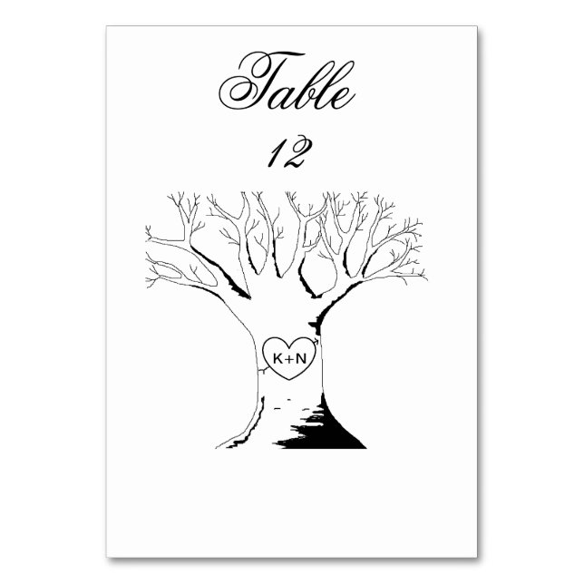 Tischnummer Cards "Sweetheart Tree" (Vorderseite)