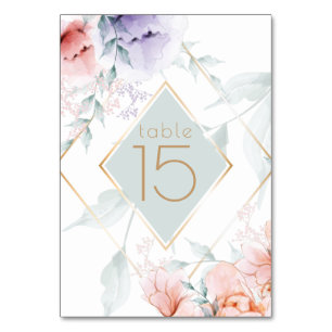 Tischnummer   Coral Lilac Aquarelle Peonies