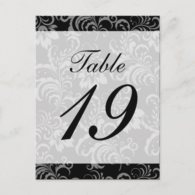 Tischnummer "Damask Background" (schwarz / weiß) (Vorderseite)