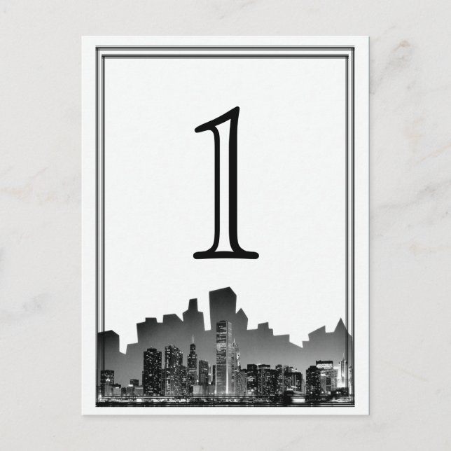 Tischnummer der Chicagoer Hochzeit in Urlaubsort (Vorderseite)