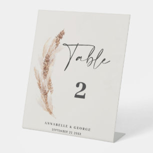 Tischnummer der Hochzeit von Pampas-Gras Sockelschild