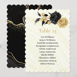 Tischnummer der Sitzplakette in Gold und Schwarz-B