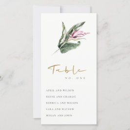 Tischnummer der tropisch rosa Blumenbestuhlung