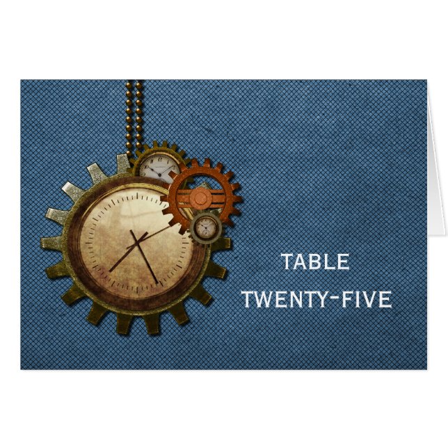 Tischnummer der Vintagen Uhr, blau (Vorderseite (Horizontal))