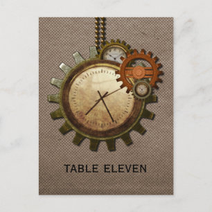 Tischnummer der Vintagen Uhr Postkarte, Mocha