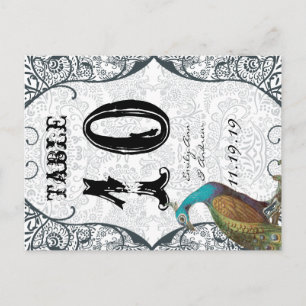 Tischnummer der Whimsical Peacock Love Bird