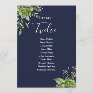 Tischnummer des Greenery Navy Blue Seating Plan
