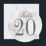 Tischnummer des Hochzeitskreises aus weißem Marmor<br><div class="desc">Die Circle Tischnummer Card beinhaltet den Titel "Table" im grau-eleganten Schriftart-Stil mit Tischnummer im Grauserf-Schriftart-Stil auf weißem Marmorhintergrund. Auch ideal für Brautparty, Probe-Dinner, Geburtstagsparty, Restaurants, besondere Anlass Party und Veranstaltungen.</div>