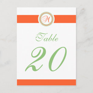 Tischnummer des Punktkreises Monogramm (Orange/Min