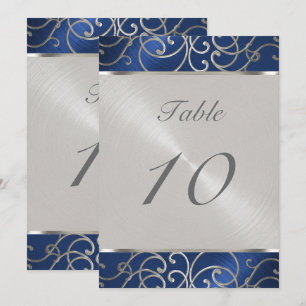 Tischnummer Elegant Blue und Silver Filigree
