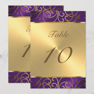 Tischnummer Elegant Lila und Gold Filigree