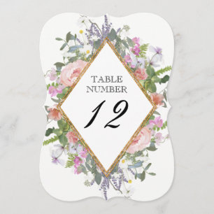 Tischnummer Elegant Rustikal Floral Rosen Gold