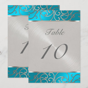 Tischnummer Elegant Türkis Silver Filigree