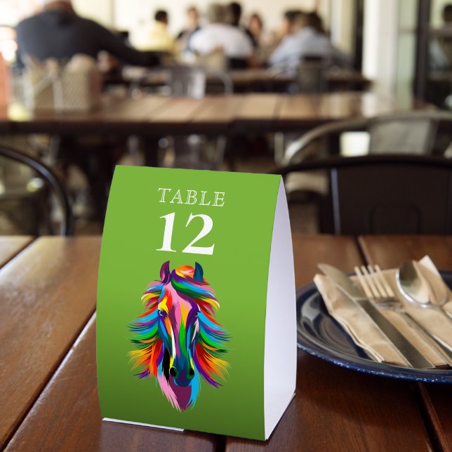 Tischnummer Farbiger Rennpferd Grün Tischaufsteller (In Situ (Restaurant))