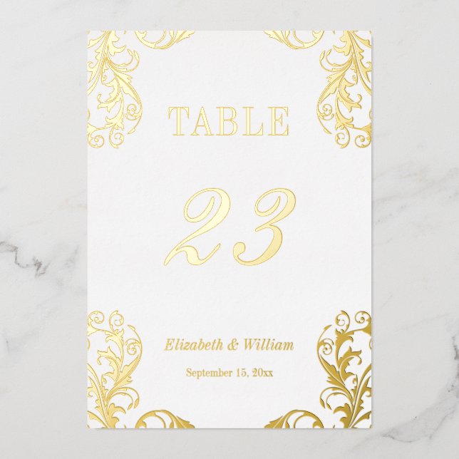 Tischnummer "Foil Damask"-12x18 (Vorderseite)