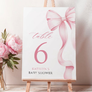 Tischnummer für Baby-Party mit rosa Band