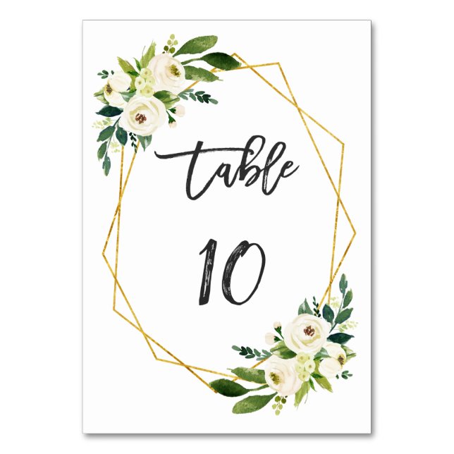 Tischnummer für die Handschrift von weißem Blumen (Rückseite)
